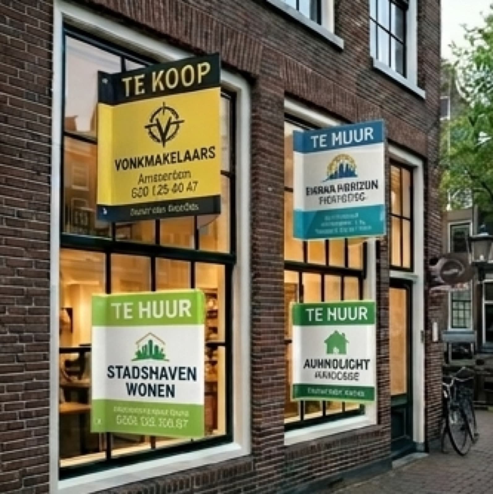 Reclameborden aan appartementsbalkons